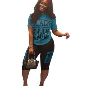 2pc Turquoise blue short set XL